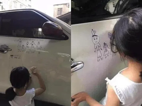 Bố tức giận khi thấy con gái vẽ bậy lên xe ô tô đắt tiền, khi bức tranh hoàn thành, ông hối hận