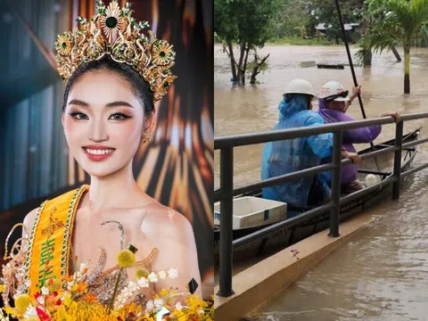 Hoa hậu Yến Nhi khẩn cấp báo tin bố ruột đuối sức bị lật thuyền giữa nước lũ, mất liên lạc phải cầu cứu