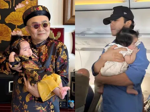 Cảnh cháu ngoại NSƯT Xuân Hinh ngồi máy bay đi du lịch: Bảo mẫu bế, mẹ giữ ti giả, bố pha trò để không khóc