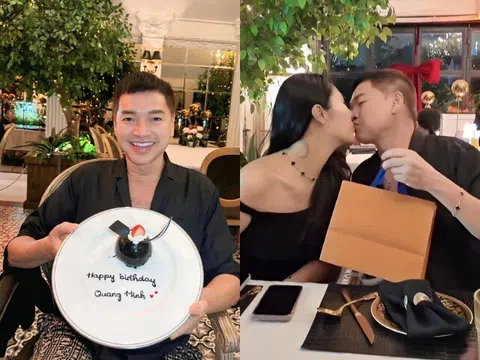 Quang Minh được vợ kém 37 tuổi tặng đồ hiệu vào sinh nhật, công khai hôn nhau say đắm