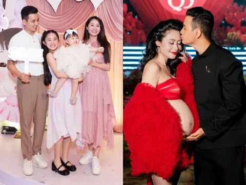 Diễn viên Thanh Hiền khoe cảnh chồng và con riêng hôn bụng bầu, em bé sắp chào đời là "cục vàng" của chị gái Grammy