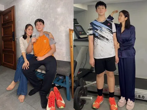 Con trai Lê Phương và chồng cũ gặp khó khăn vì quá cao, 13 tuổi như người khổng lồ khi đứng bên cạnh mẹ