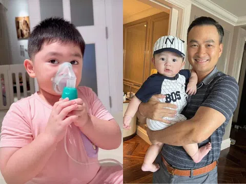Con trai Chi Bảo bị viêm phế quản vẫn mạnh mẽ tự cầm bình xông mũi, sốt 3 lần/ngày vẫn ngoan không quấy