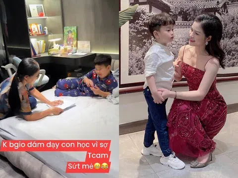 Bố mẹ cưng chiều, con trai Việt Anh vẫn học chưa ổn, hot mom Hương Trần không dám tự dạy con học