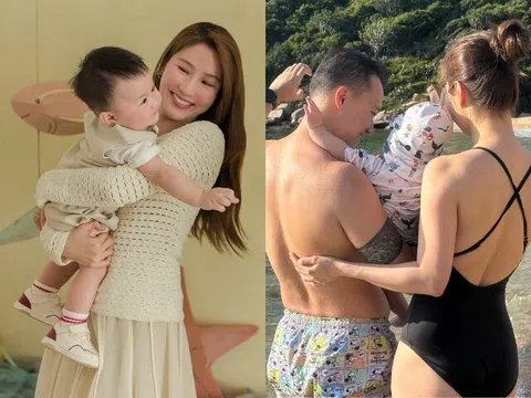 Con trai Diễm My 9X rõ nét tuấn tú giống hệt bố, "tiểu thiếu gia" được cưng như trứng trong biệt thự trăm tỷ