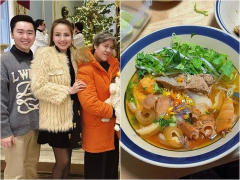 Mẹ ruột Diễm Hương "lội bộ" đi chợ ở nước ngoài để nấu cơm quê dân dã, con rể tấm tắc khen ngon