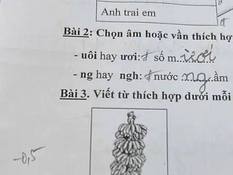 Cô giáo giao bài tập tiếng Việt điền từ, học sinh lớp 1 đưa ra loạt đáp án khiến cộng đồng mạng xôn xao