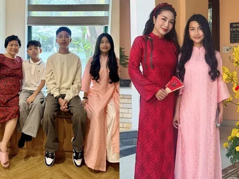 Ốc Thanh Vân đưa 3 con sang chúc Tết bà ngoại, con gái 12 tuổi được khen càng lớn càng xinh giống mẹ