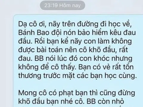 Con đi học về kêu đau vì bị cô phạt gõ đầu, đoạn tin nhắn của mẹ Việt khiến dân mạng tranh cãi