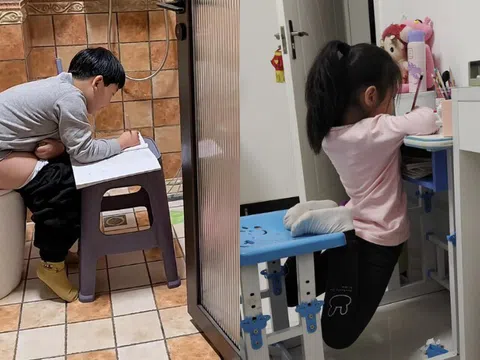 1001 tư thế ngồi làm bài tập về nhà của khối tiểu học, bố mẹ trông thấy liền "niệm thần chú"