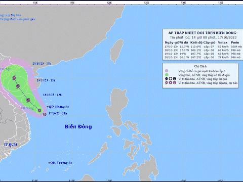 Áp thấp nhiệt đới khả năng mạnh thành bão, cách quần đảo Hoàng Sa khoảng 160km