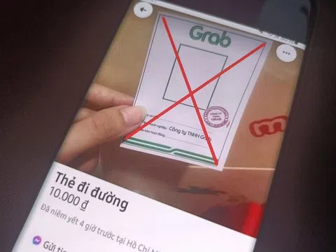 Cảnh báo thẻ đi đường giả mạo con dấu, logo Grap rao bán 10.000 đồng trên mạng