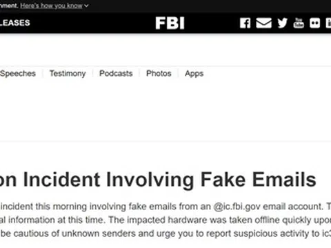Hệ thống email của FBI nghi bị tin tặc xâm nhập, gửi tin nhắn cảnh báo đến người dân