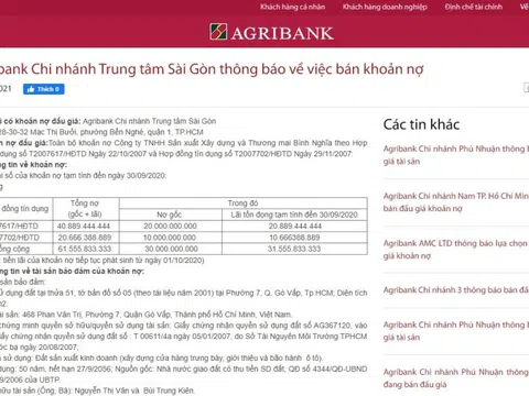 Agribank rao bán tài sản của Công ty Bình Nghĩa để thu hồi nợ