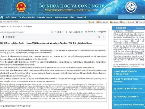 Kit xét nghiệm COVID-19 của Việt Á không được WHO chấp nhận, bộ KH&CN nói gì?