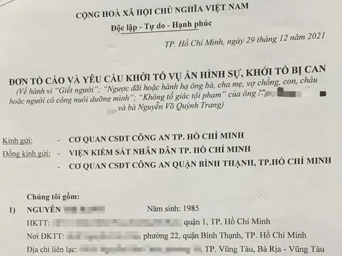 Vụ bé gái 8 tuổi bị "dì ghẻ" bạo hành ở TP.HCM: Mẹ nạn nhân gửi đơn đề nghị khởi tố chồng cũ