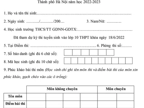 Mốc thời gian quan trọng để phúc khảo bài thi vào lớp 10 Hà Nội