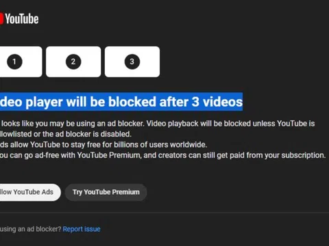 Tin tức công nghệ mới nóng nhất hôm nay 1/7: YouTube có thể cấm xem video nếu người dùng chặn quảng cáo