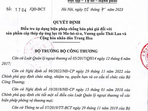 Bộ Công Thương quyết định điều tra chống bán phá giá cáp thép dự ứng lực
