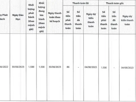 Năng lượng Trung Nam chậm trả gốc và lãi 1.500 tỷ đồng trái phiếu