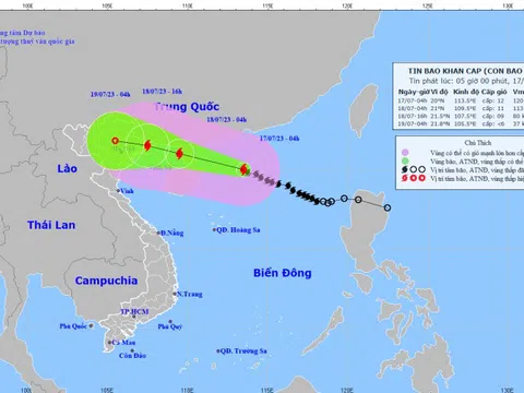 Bão số 1 tăng tốc mạnh hơn, gió mạnh giật cấp 15, hướng về Quảng Ninh-Hải Phòng