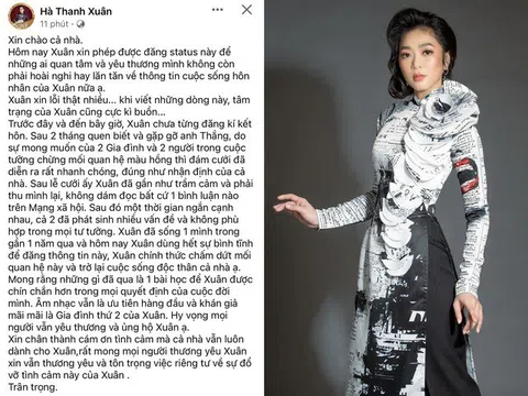 Ca sĩ Hà Thanh Xuân chia tay "vua cá Koi", hé lộ bí mật "hot" sau đám cưới