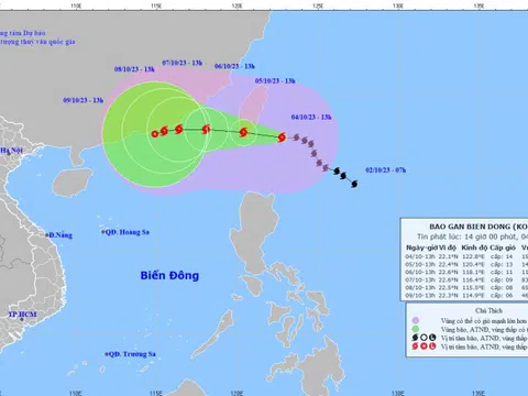 Bão Koinu đổi hướng, di chuyển nhanh hướng áp sát Biển Đông
