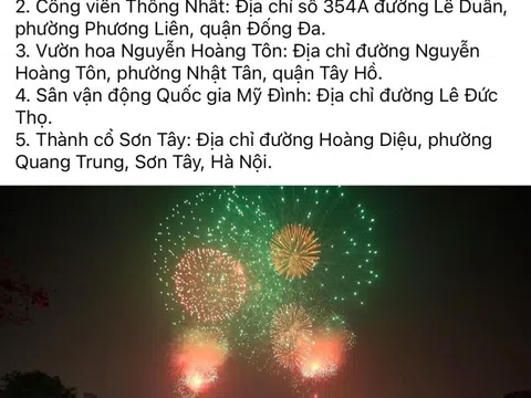 Hà Nội nói gì về thông tin "bắn pháo hoa 5 điểm trong dịp Tết Dương lịch 2024"?