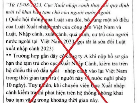 Thực hư thông tin phạt người nước ngoài xuất cảnh không khai báo tạm vắng