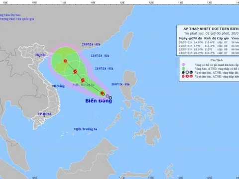 Áp thấp nhiệt đới giật cấp 9 trên Biển Đông, có khả năng mạnh lên thành bão