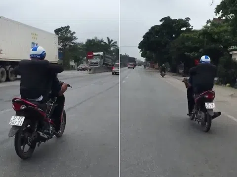 Nghệ An: Thót tim nam thanh niên lái xe bằng chân, tay còn bận nghịch điện thoại