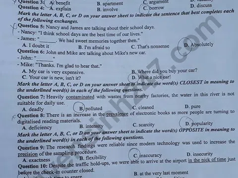 Bài giải đề thi Tiếng Anh THPT quốc gia 2018 – Mã đề 418