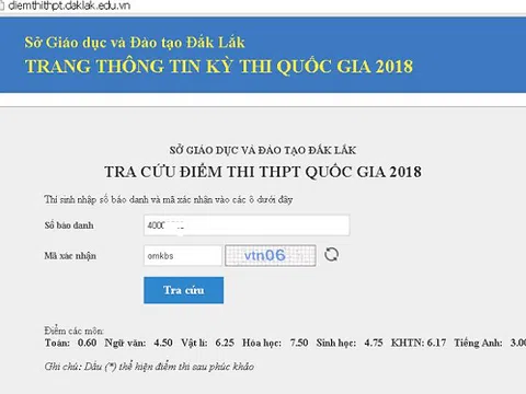 Phúc khảo môn Toán, một thí sinh tại Đắk Lắk tăng từ 0,6 lên 7,2 điểm