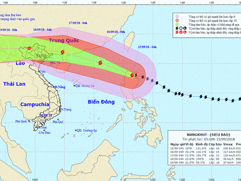 Siêu bão Mangkhut tiến vào biển Đông, có thể ảnh hưởng 27 tỉnh thành