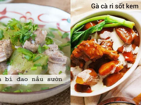 Cơm gà cà ri sốt kem và canh bí đao nấu sườn cho thực đơn bữa tối thêm phần hấp dẫn