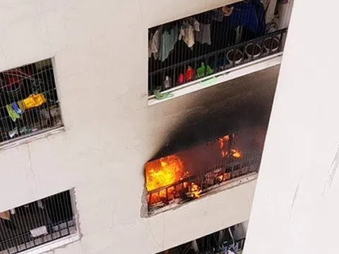 Cháy căn hộ chung cư KĐT Linh Đàm, người dân hoảng loạn hô hoán tháo chạy 