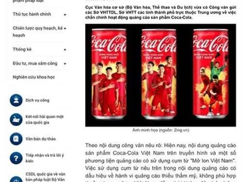 Coca-Cola quảng cáo không đúng thuần phong mỹ tục, Bộ VHTTDL yêu cầu tháo dỡ