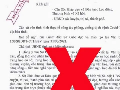 Truy tìm người giả mạo văn bản tỉnh Bắc Ninh cho học sinh nghỉ học từ 1/4