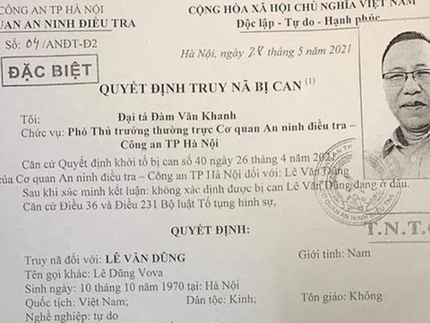 Truy nã bị can Lê Văn Dũng - còn gọi là Lê Dũng "Vova" về hành vi chống phá Nhà nước