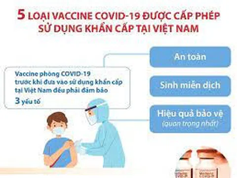 [Infographics] 5 loại vaccine COVID-19 được cấp phép sử dụng khẩn cấp