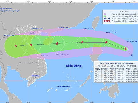 Bão Kompasu di chuyển nhanh, cường độ mạnh vào biển Đông, gió giật cấp 11