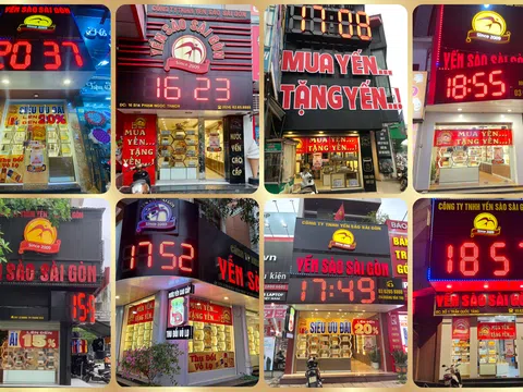 Thấy gì từ đồng hồ điện tử “khổng lồ” trên biển hiệu của Yến Sào Sài Gòn?
