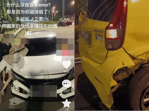 Lái xe quá tốc độ gây tai nạn, tài xế lấy điện thoại selfie đăng Tiktok thể hiện sự thích thú