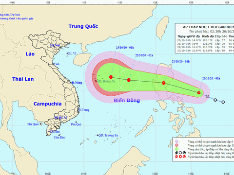 Áp thấp nhiệt đới giật cấp 9 đang hướng vào biển Đông