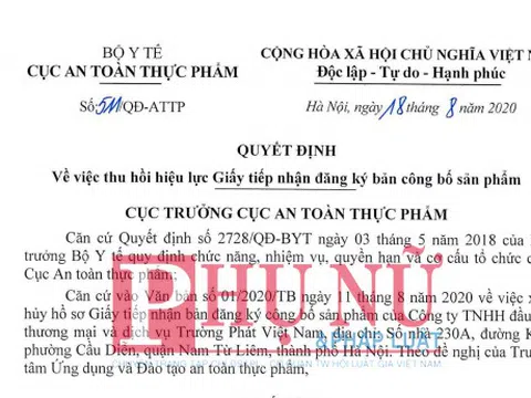 Sản phẩm Ninh Thần Khang bị thu hồi giấy phép