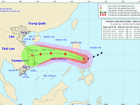 Dự báo thời tiết ngày 1/11: Siêu bão Goni đang "phi mã" vào biển Đông