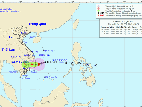 Dự báo thời tiết ngày 10/11: Bão số 12 dự kiến đổ bộ trong hôm nay