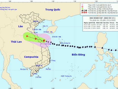 Dự báo thời tiết 15/11: Bão số 13 gây mưa lớn, gió mạnh cho hàng loạt tỉnh miền Trung