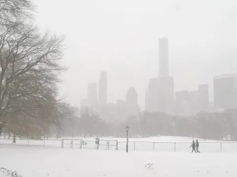 Video: Tuyết rơi dày, phủ trắng New York
