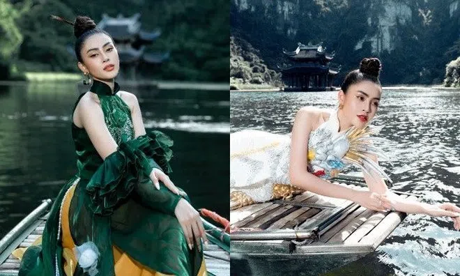 Hoa hậu Lý Kim Thảo diện áo dài lộng lẫy, lạc trong cảnh sắc Tràng An